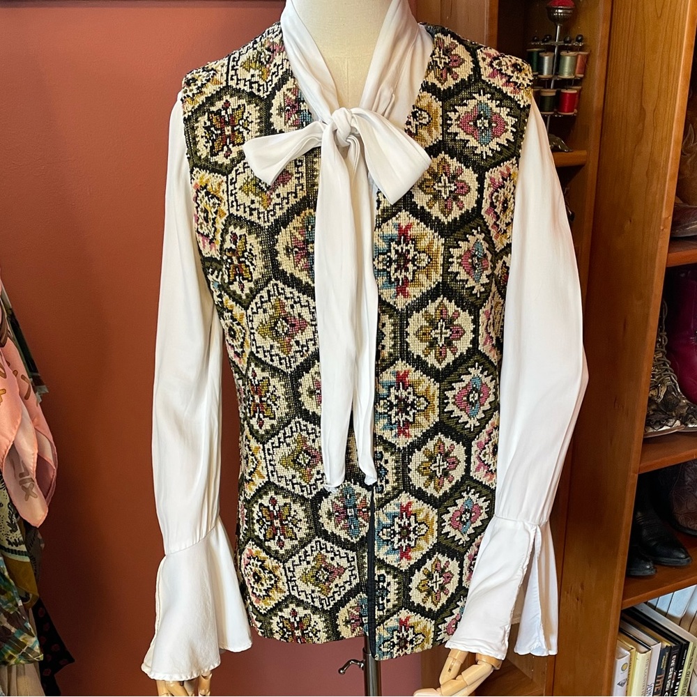 Moroccan Ikat Embroidered Open Vest